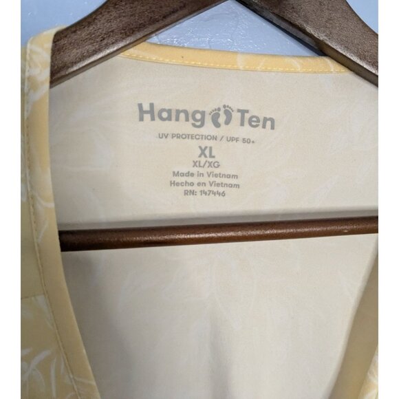 Hang Ten Womens XL Yellow Floral Long Sleeve Top shirt UV Protection Zipper Pock - Picture 3 of 10